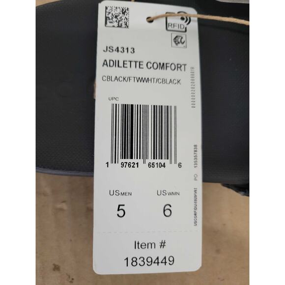 NWT adidas Adeletti Comfort Slide Sandals Black White Men’s 5 / Women’s 6 - Picture 5 of 5